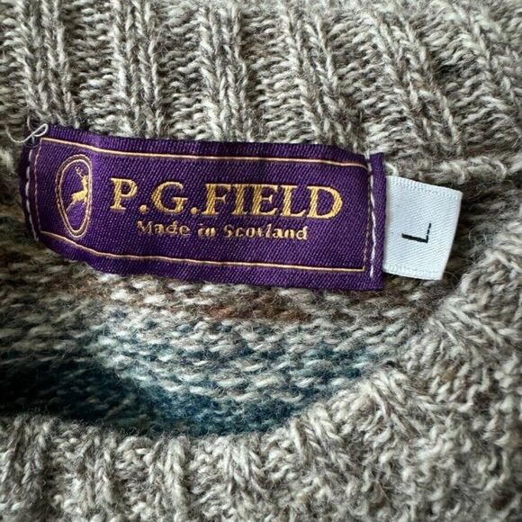 Vintage 1990s P.G. Field Mens 100% Wool Striped Chunky Sweater Sz L - Picture 3 of 7